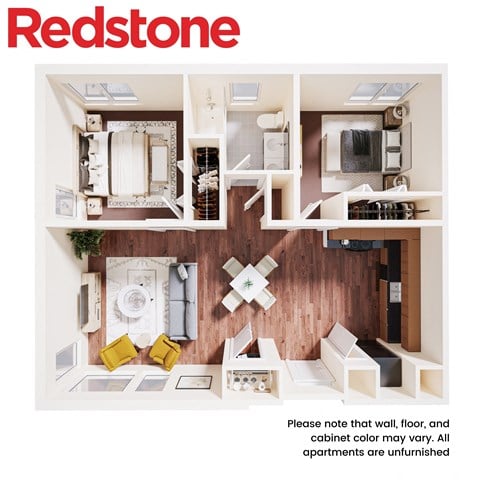 Floor plan for 2 beds, 1 bath